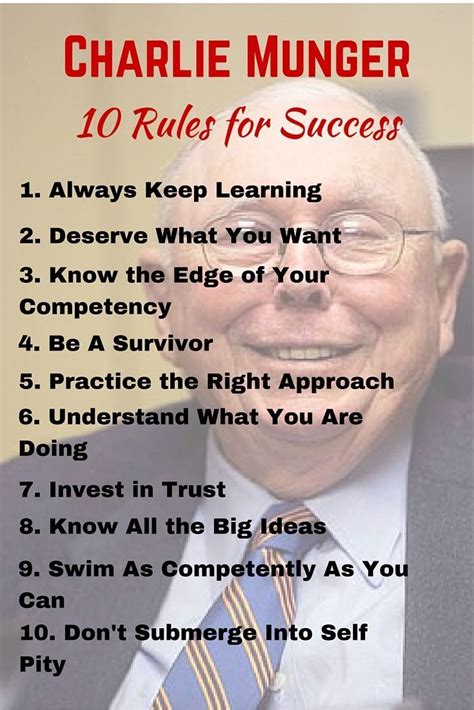 Charlie Mungers 10 Rules For Success Investment Investment Quotes