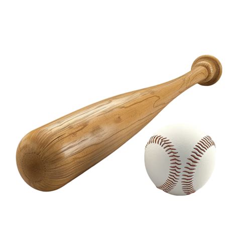 Wooden Baseball Bat And Baseball On Transparent Background Ai