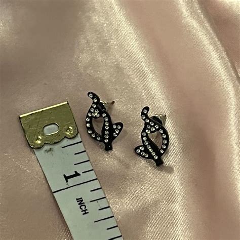 2000s Black Rhinestone Mcbling Baby Phat Earrings Depop