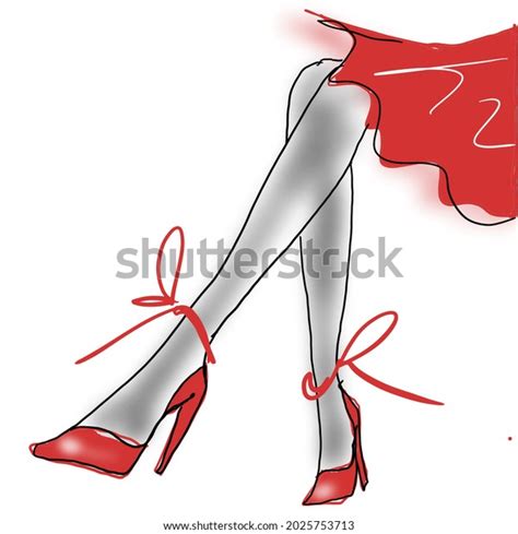 Legs Wearing Red High Heels Stock Illustration 2025753713 Shutterstock