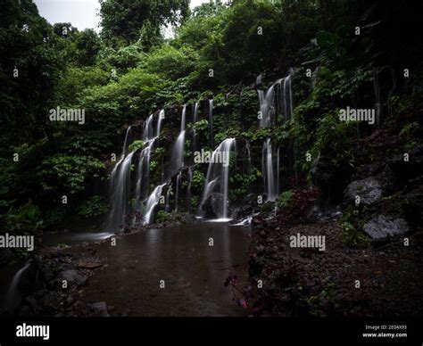 Long Exposure Of Banyu Wana Amertha Amerta Waterfall Air Terjun In