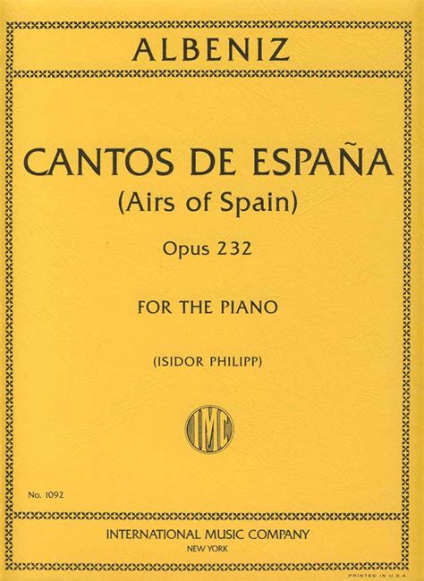 ALBENIZ Cantos de España Op 232 para Piano Philipp Isaac Albéniz