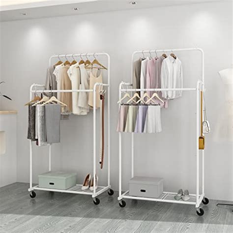 Simple Trending Double Rod Clothes Garment Rack Heavy Duty Clothing