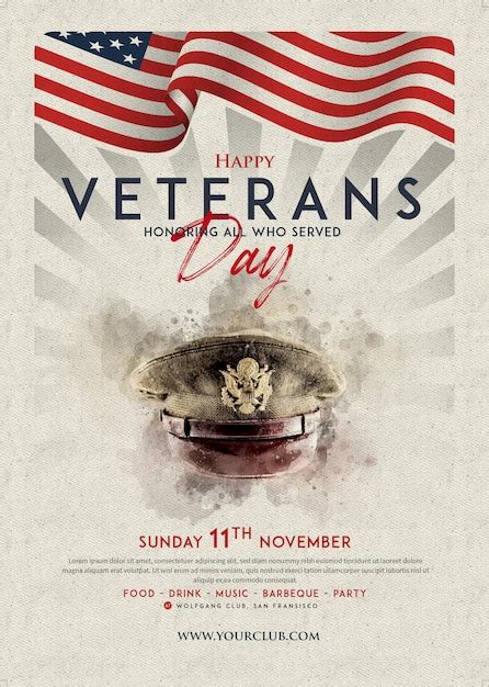 Premium Psd A Poster For Us Federal Holiday Celebrating Veterans Day