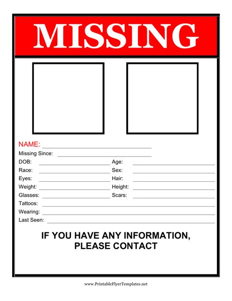 Missing Persons Report Template