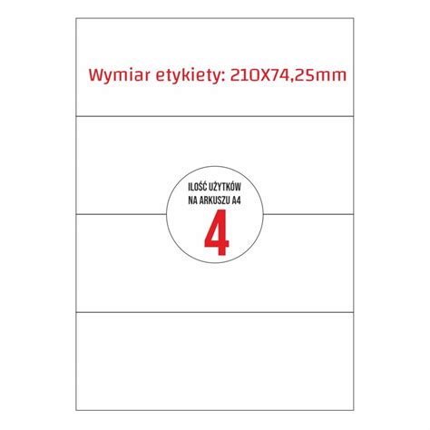 Etykiety Samoprzylepne 210x297mm 1 Szt Na Arkuszu A4 Opakowanie 100