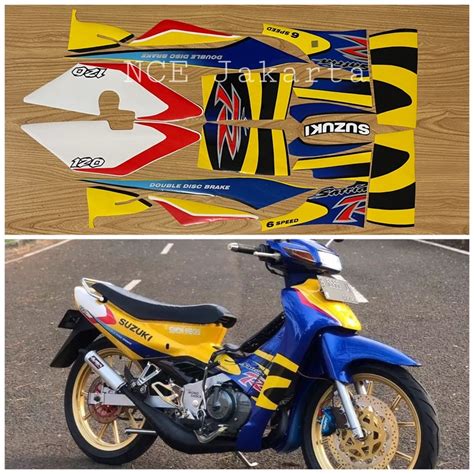 Jual Sl Stiker Striping Satria Kotak Lumba Biru Kuning Shopee Indonesia