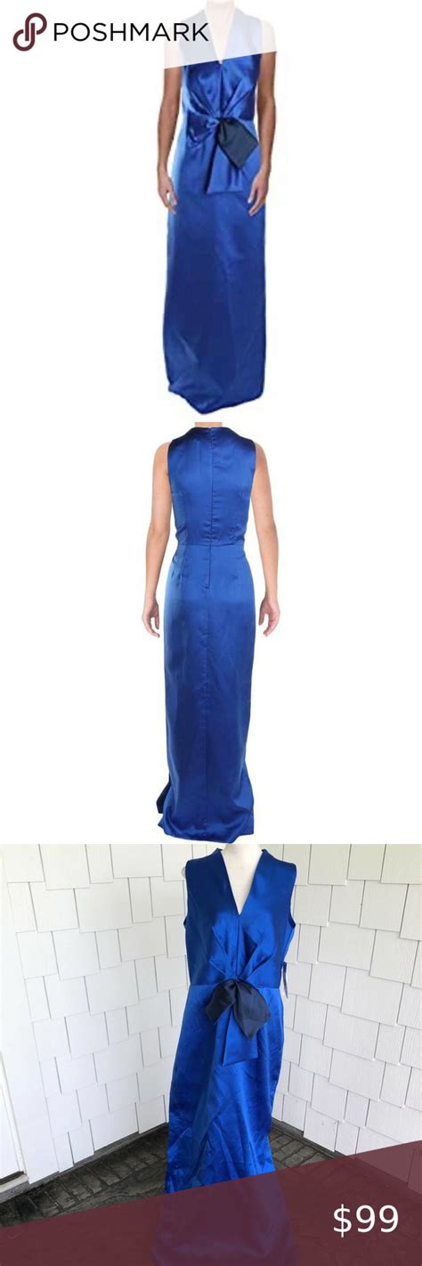 Kay Unger Mikado Royal Blue Column Gown Size 16 Column Gown Lace