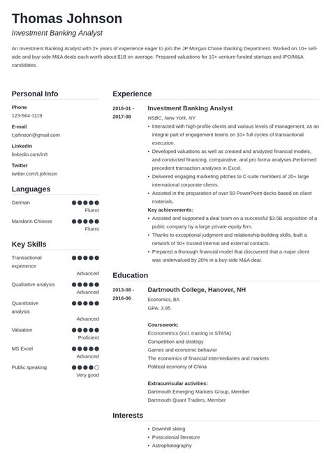 Investment Banking Resume Template And Guide For 2025