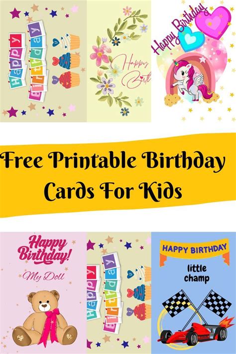 Free Printable Birthday Cards for Kids