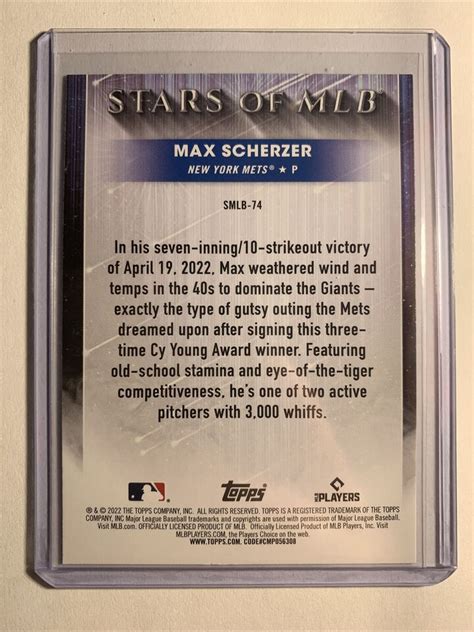 Topps Update Series Max Scherzer Stars Of Mlb New York Mets Smlb