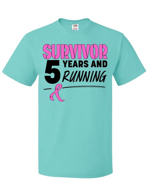 Inktastic Breast Cancer Survivor 5 Years And Running With Pink Ribbon T