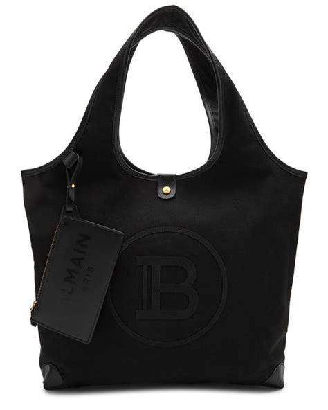 Balmain B Army Logo Canvas Tote In Black Lyst