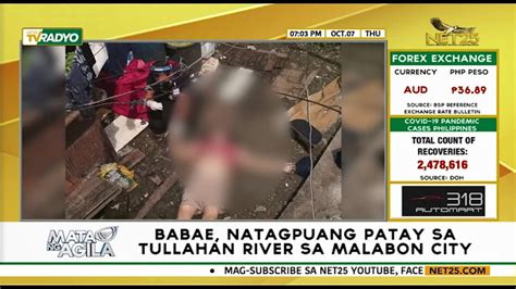 Babae Natagpuang Patay Sa Tullahan River Sa Malabon City YouTube