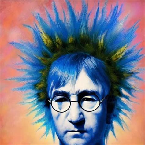 Midsommar Blue Hair Elton John Lennon Oil Painting Stable Diffusion