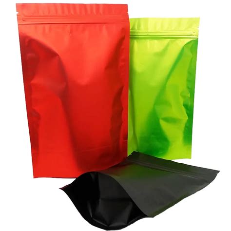 Pcs Standing Up Aluminum Foil Zip Lock Bags Matt Finish In Black Red