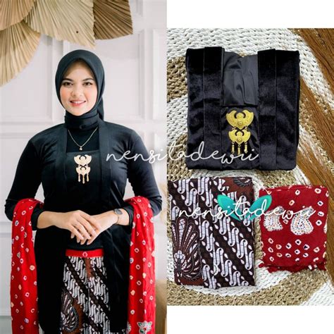 Jual Set Lht C Kebaya Panjang Jarik Instan Selendang Jumputan