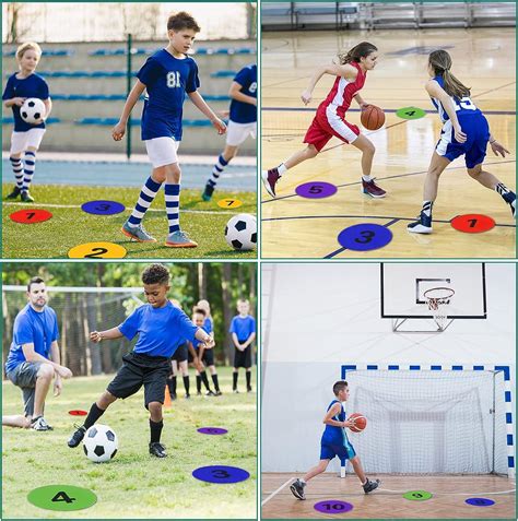 TuXHui 9 Numbered Spot Markers - Set of 10 Poly Floor Dots for Sports