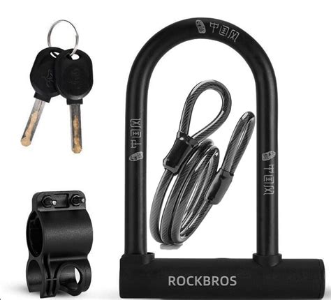 Rockbros 14 Mm U Lock Bicycle Lock With 12m Looped Bike Security Cable With Mount