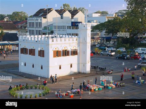 Square Tower Once A Fortress Main Bazaar Kuching Sarawak Malaysia Stock