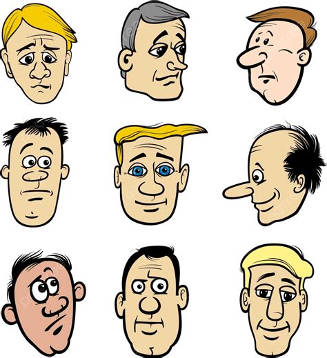 cartoon men characters heads set comic individual vector vector comic