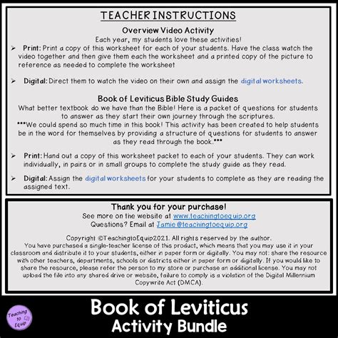 Leviticus Bible Study Activity BUNDLE | Made By Teachers