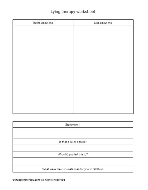 Lying Therapy Worksheet HappierTHERAPY Worksheets Library