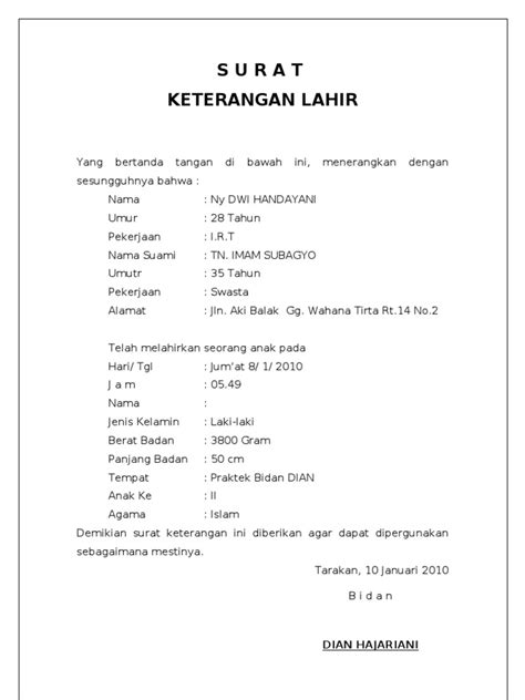 Detail Surat Keterangan Kelahiran Dari Desa Koleksi Nomer