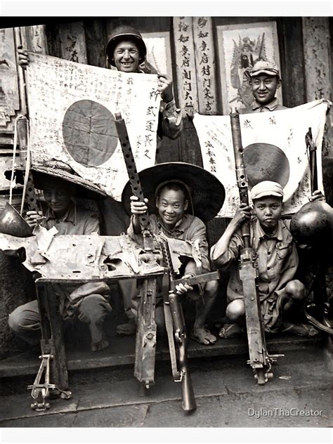 "Rare World War 2 Photo - Chinese & US Soldiers with Captured Japanese WW2 Flags" Photographic ...