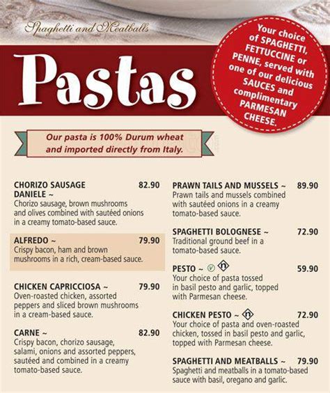 Menu At Panarottis Richards Bay Restaurant Richards Bay