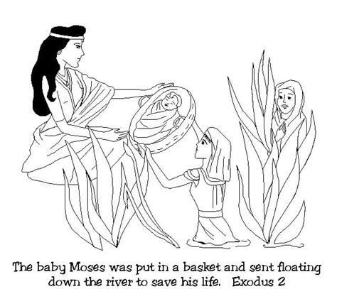 Baby Moses Bible Story Coloring Page Free Printable Coloring Pages