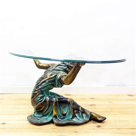 Bronze Sculptural Coffee Table With Glass Top 1970s For Sale At Pamono