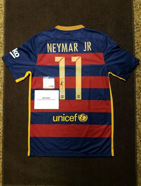 Neymar Jr Autographed Barcelona Qatar Airways Nike Soccer Jersey Psa