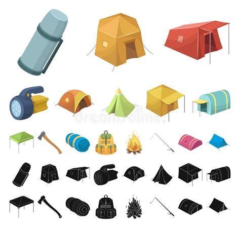 Different Kinds Of Tents Cartoon Black Icons In Set Collection For