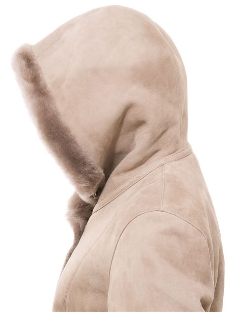 Women S Taupe Shearling Parka Dickert WOMEN Caine