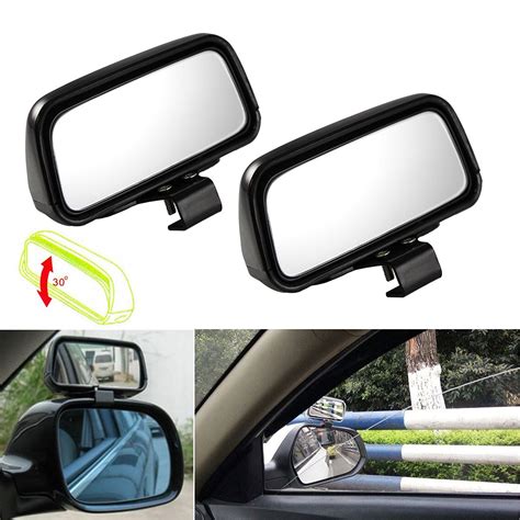 Blind Spot Mirror, 2 Pcs Black Rectangle Wide Adjustable Angle Convex ...