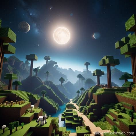 Minecraft Space Themed Map Star Planet Alien Stable Diffusion Online