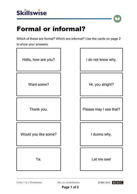 Beautiful Difference Between Formal And Informal Letter Worksheet