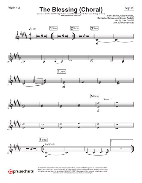 The Blessing Choral Anthem Satb Violin Sheet Music Pdf Cody Carnes