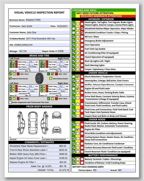 Visual Vehicle Inspection Report Fillable Pdf Multi Point Vehicle