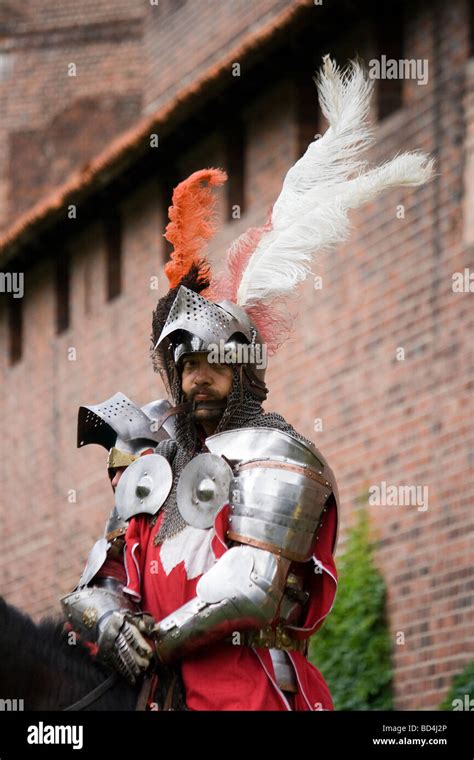 Proud Medieval Cavalry Knights On Military Horses Taken In Malbork