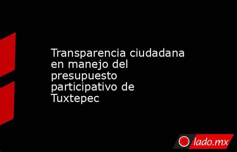 Transparencia Ciudadana En Manejo Del Presupuesto Participativo De