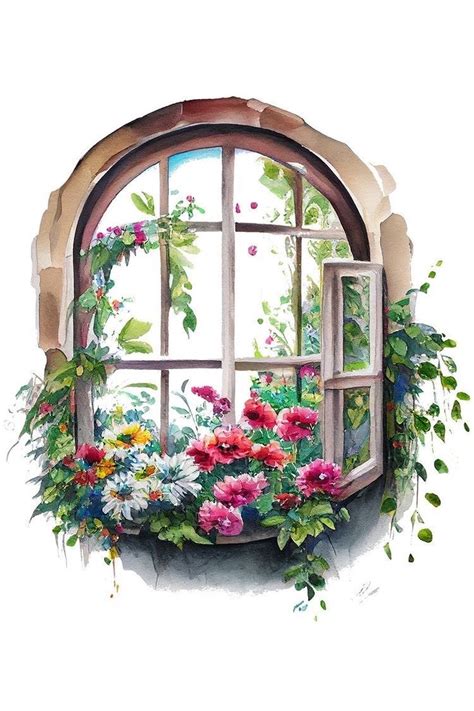 Pin By Lourdes On Puertas Y Ventanas Landscape Art Painting Window