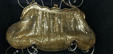 Vintage Early Whiting Davis Golden Mesh Bag Gem