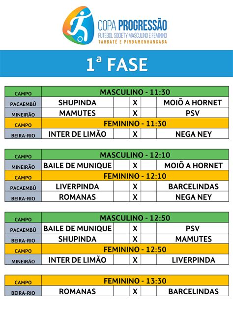 Confira a tabela de jogos do Copa Progressão 2019 Colégio Progressão