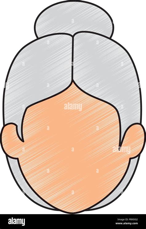 Cute Grandmother Head Avatar Character Vector Illustration Design Stock