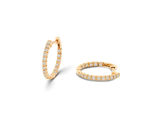 Diamond Gold Huggie Hoop Earrings at 1stDibs