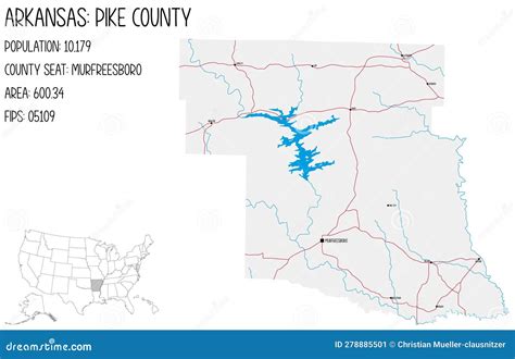 Map Of Pike County In Arkansas Usa Stock Vector Illustration Of