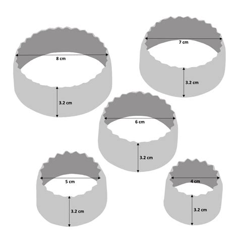 Fluted Round Cookie Cutters Set Of 5 Pastry And Cookie Cutters From