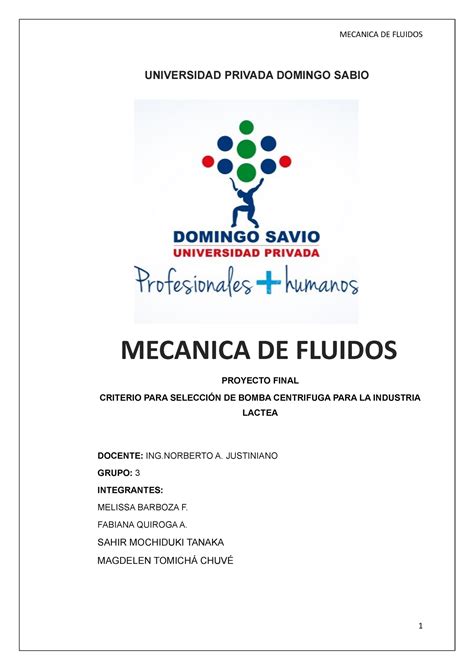 Proyecto Formativo Mecanica De Fluidos Mecanica De Fluidos Proyecto